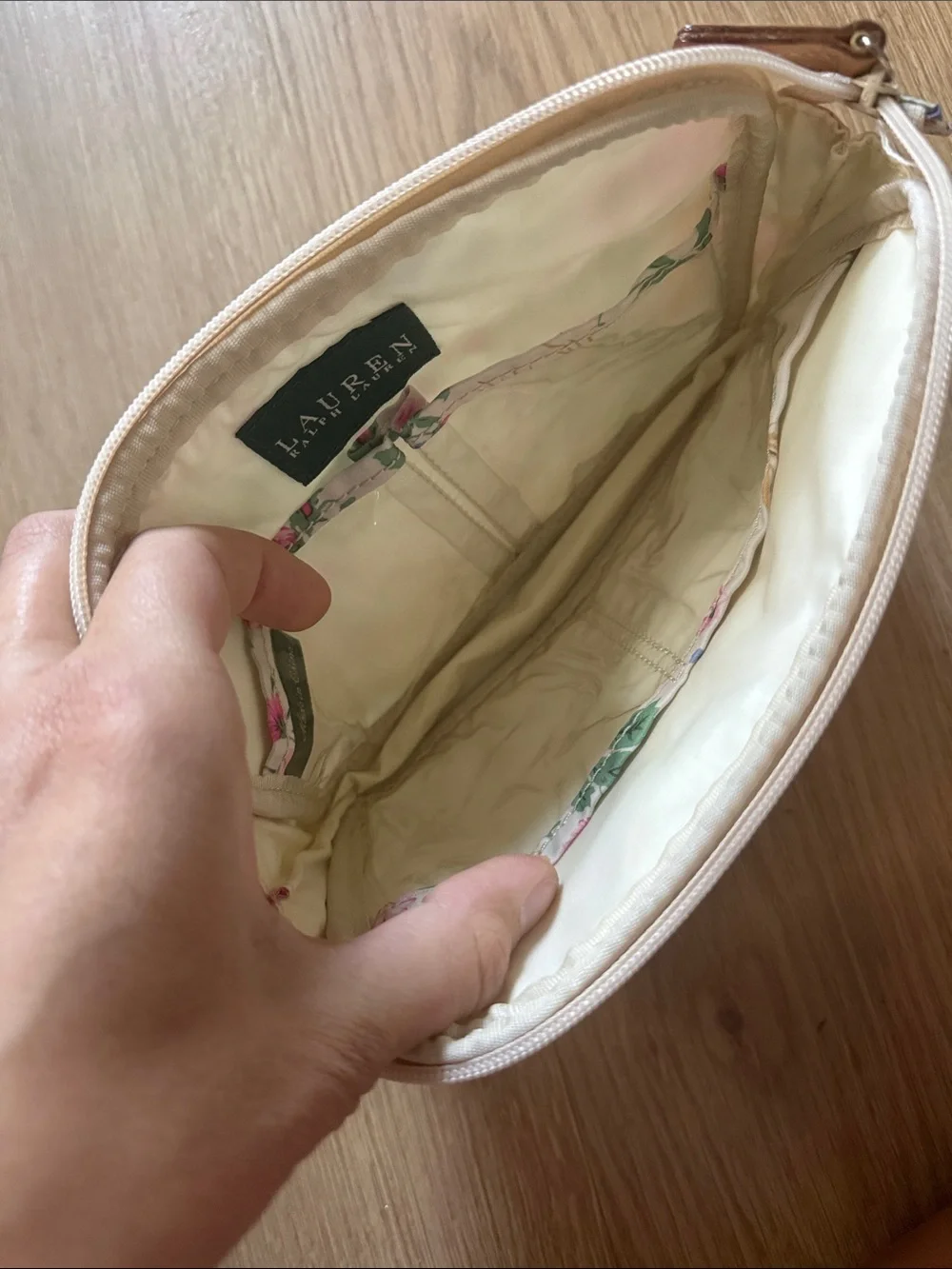Ralph Lauren Pink Floral Quilted Cosmetic Pouch